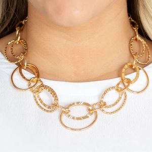 Bend OVAL Backwards Gold Necklace Paparazzi Jewelry Vintage Links